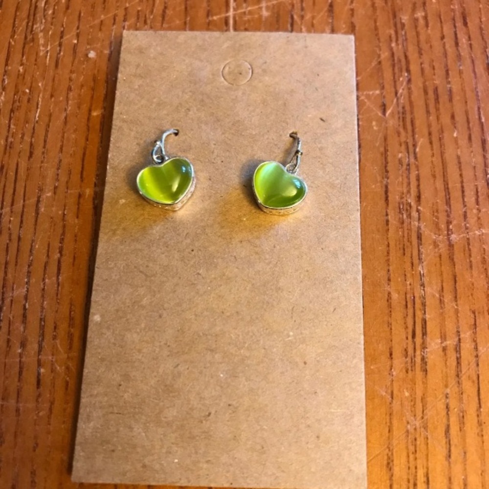 Beautiful Dangling Light Green Heart Earrings